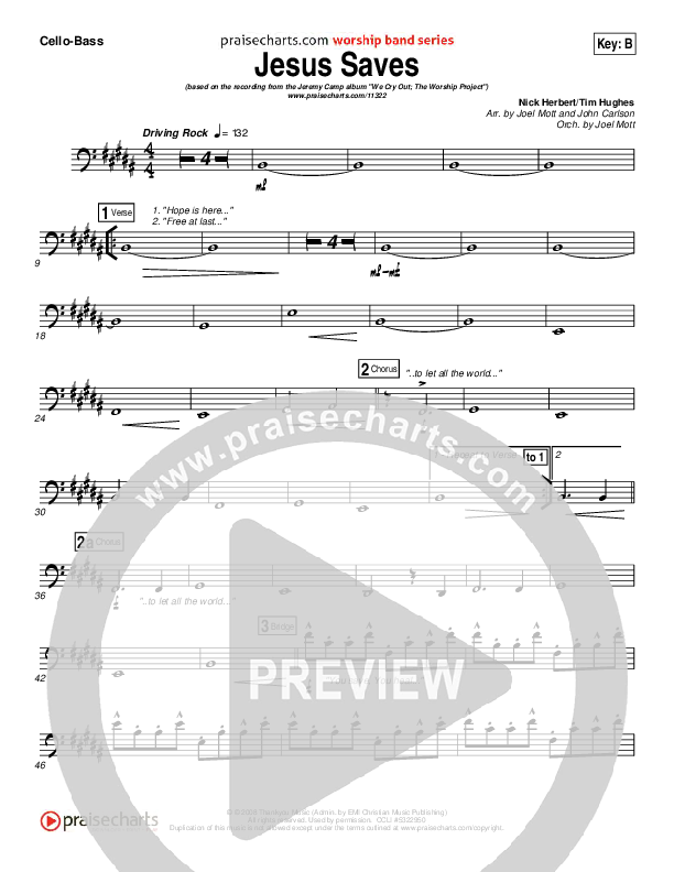 Jesus Saves Cello/Bass (Jeremy Camp)