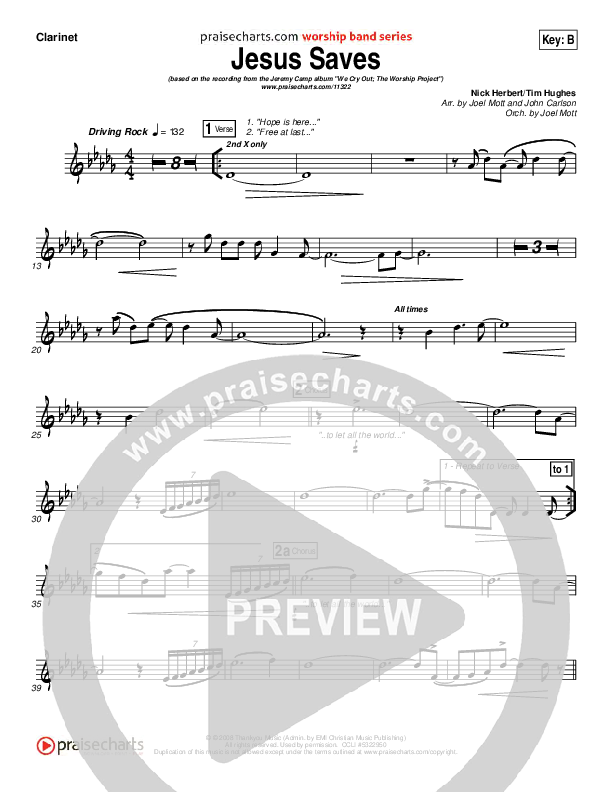 Jesus Saves Clarinet (Jeremy Camp)