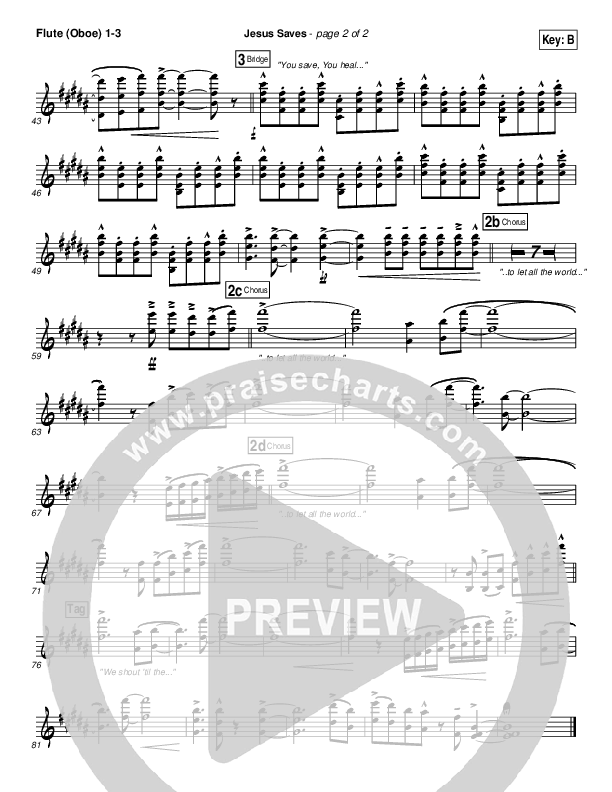 Jesus Saves Flute/Oboe 1/2/3 (Jeremy Camp)