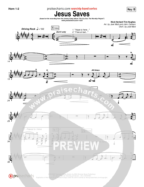 Jesus Saves Brass Pack (Jeremy Camp)