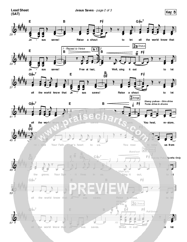 Jesus Saves Lead Sheet (SAT) (Jeremy Camp)