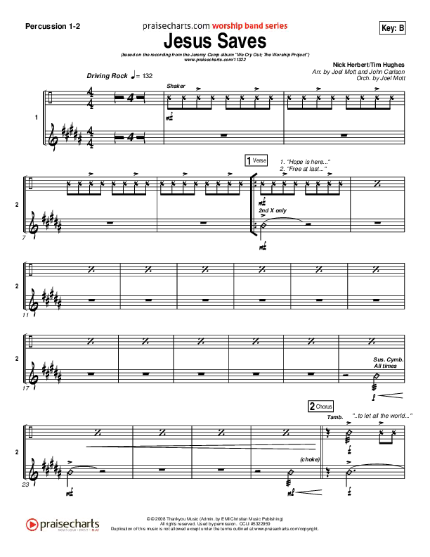 Jesus Saves Percussion 1/2 (Jeremy Camp)