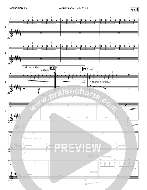 Jesus Saves Percussion 1/2 (Jeremy Camp)