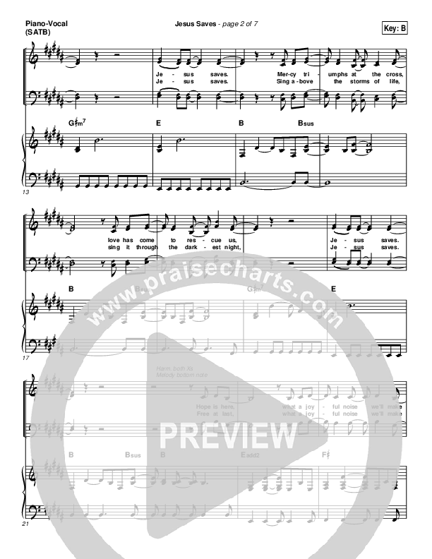Jesus Saves Piano/Vocal (SATB) (Jeremy Camp)