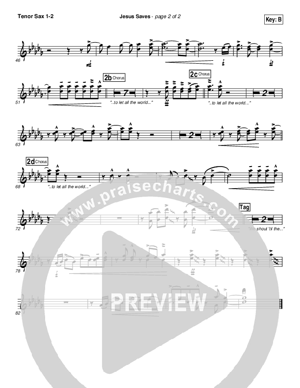 Jesus Saves Tenor Sax 1/2 (Jeremy Camp)