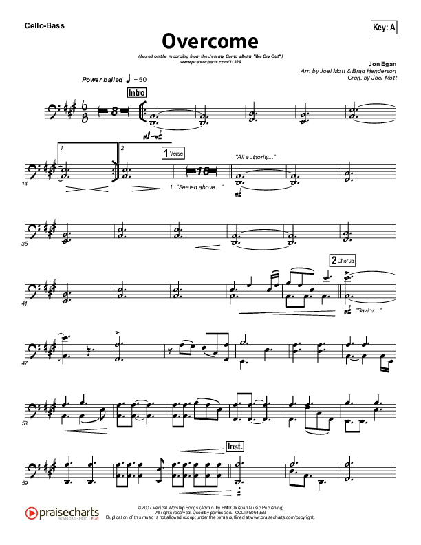 Overcome Cello/Bass (Jeremy Camp)