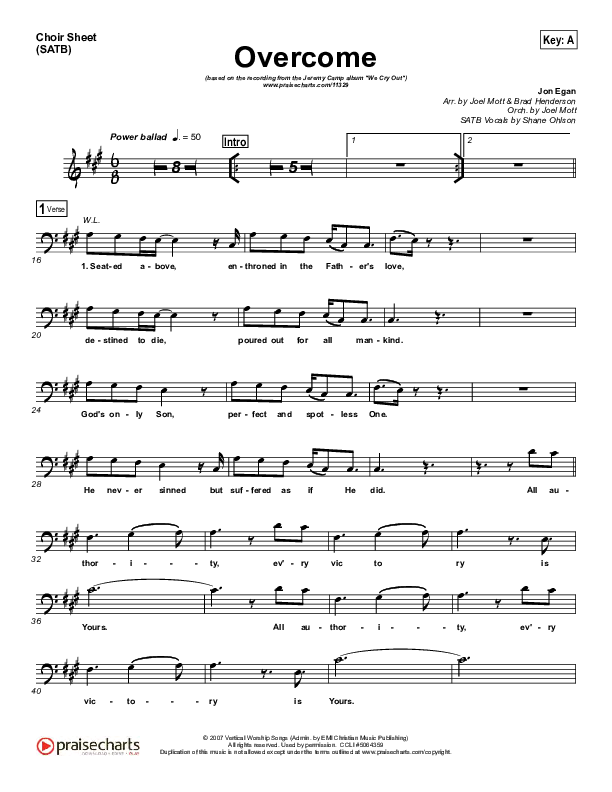 Overcome Choir Vocals (SATB) (Jeremy Camp)