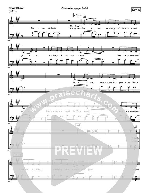 Overcome Choir Sheet (SATB) (Jeremy Camp)