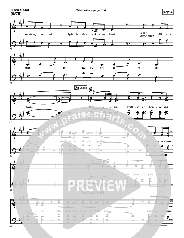 Overcome Choir Sheet (SATB) (Jeremy Camp)