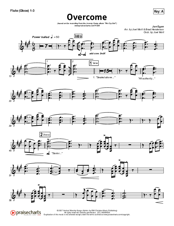 Overcome Flute/Oboe 1/2/3 (Jeremy Camp)
