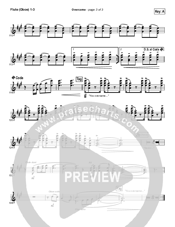 Overcome Flute/Oboe 1/2/3 (Jeremy Camp)