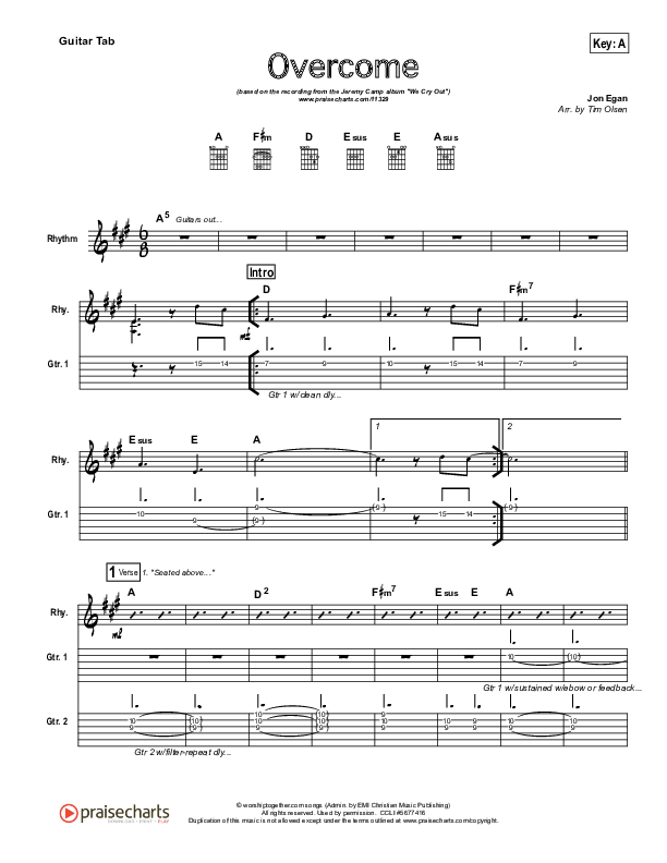 Overcome Guitar Tab (Jeremy Camp)