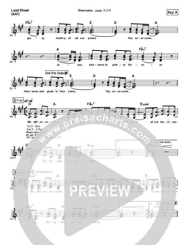 Overcome Lead Sheet (SAT) (Jeremy Camp)