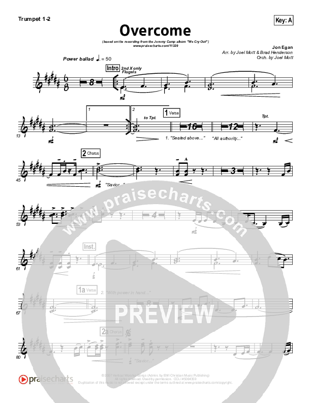 Overcome Trumpet 1,2 (Jeremy Camp)