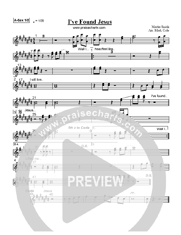 I've Found Jesus Alto Sax (Delirious)