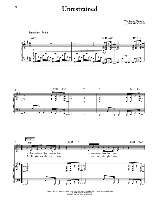 Unrestrained Lead & Piano (Jeremy Camp)