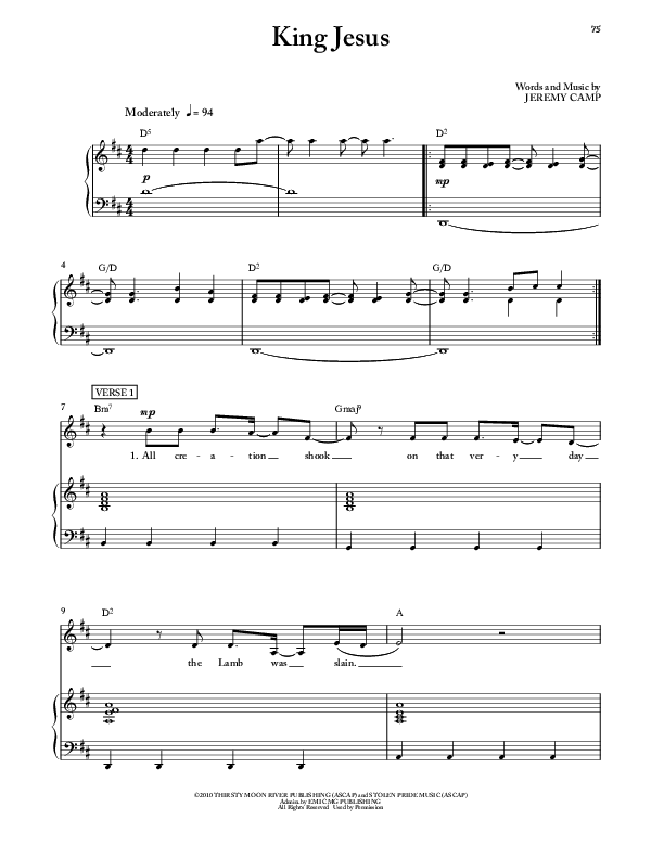 King Jesus Lead & Piano (Jeremy Camp)