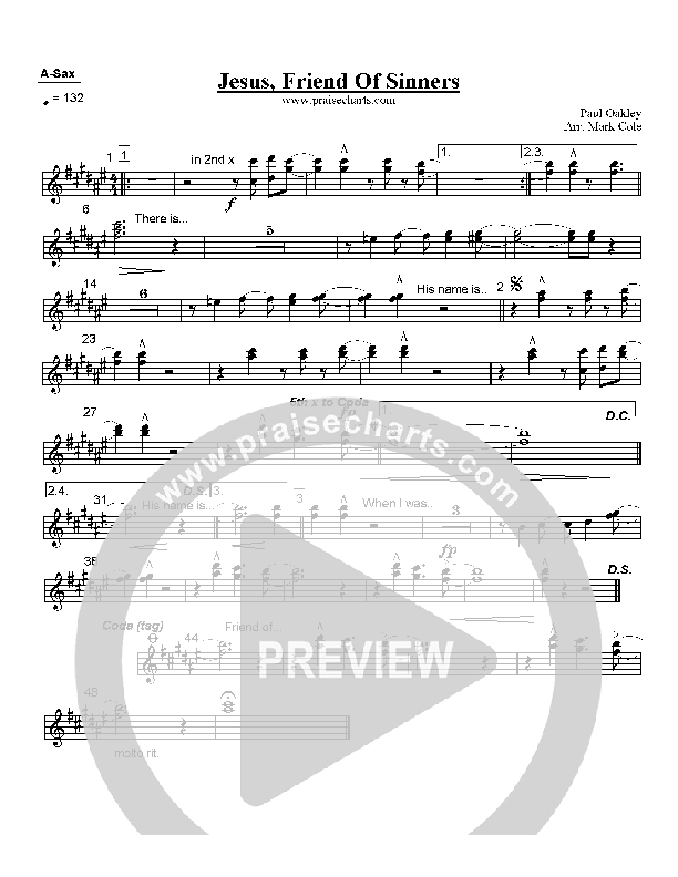 Jesus Friend of Sinners Alto Sax (Paul Oakley)