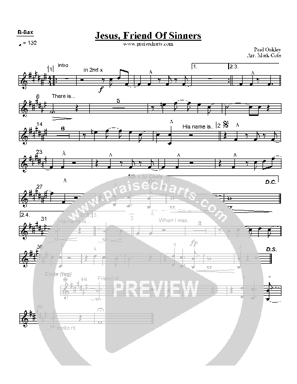 Jesus Friend of Sinners Bari Sax (Paul Oakley)