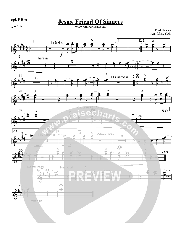 Jesus Friend of Sinners French Horn (Paul Oakley)