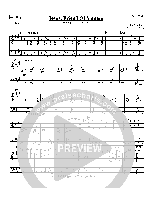 Jesus Friend of Sinners Strings (Paul Oakley)