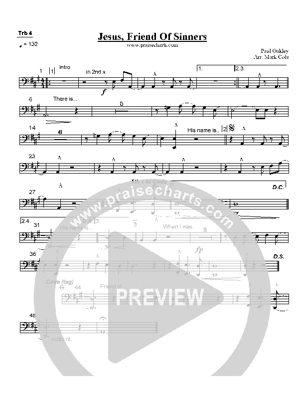 Jesus Friend of Sinners Trombone 4 (Paul Oakley)