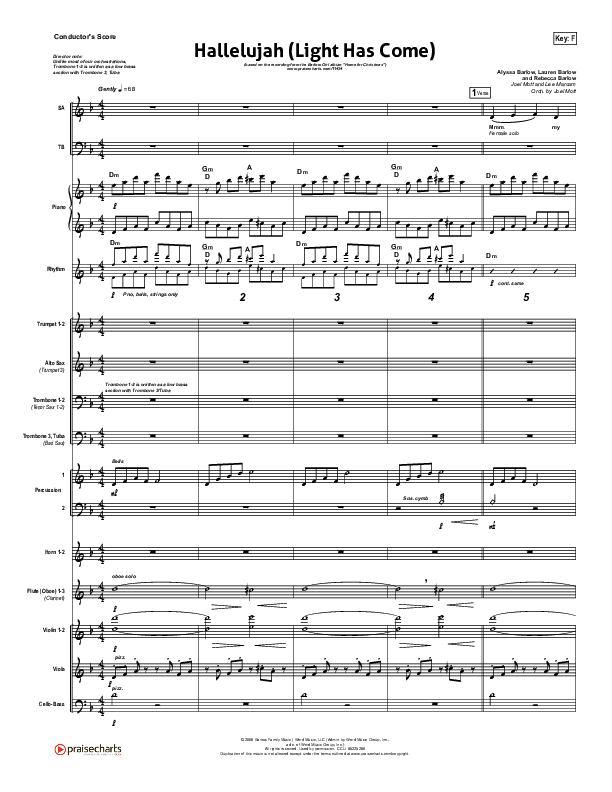 Hallelujah (Light Has Come) Conductor's Score (BarlowGirl)