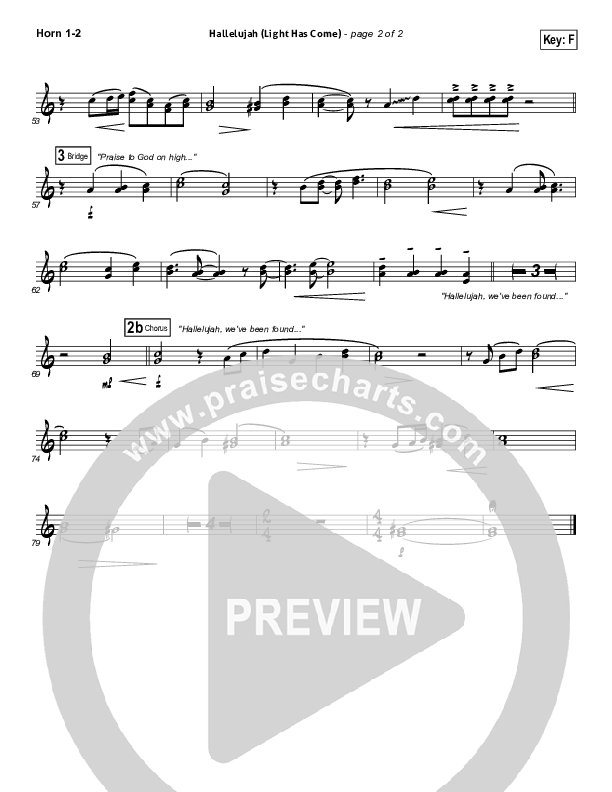Hallelujah (Light Has Come) French Horn 1/2 (BarlowGirl)