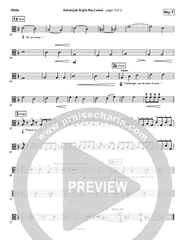 Hallelujah (Light Has Come) Viola (BarlowGirl)