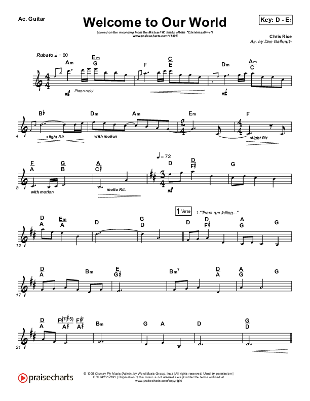 Welcome To Our World Acoustic Guitar (Michael W. Smith)