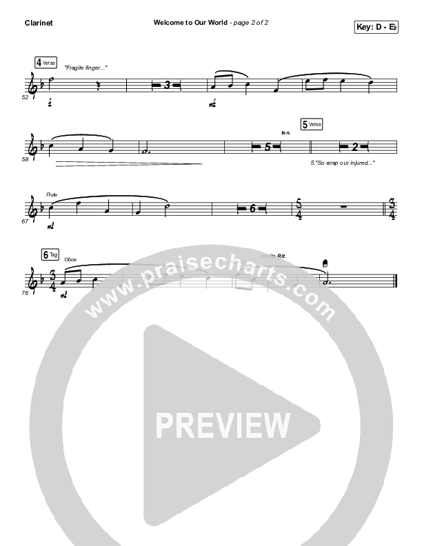 Welcome To Our World Clarinet (Michael W. Smith)