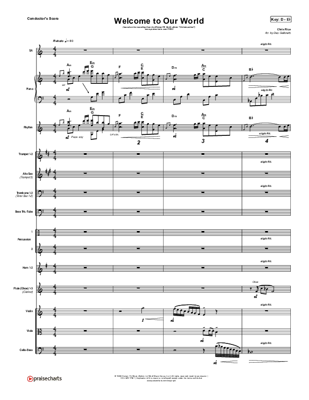 Welcome To Our World Conductor's Score (Michael W. Smith)