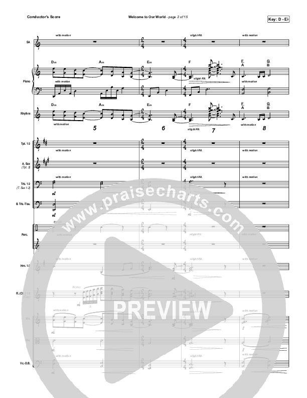 Welcome To Our World Conductor's Score (Michael W. Smith)