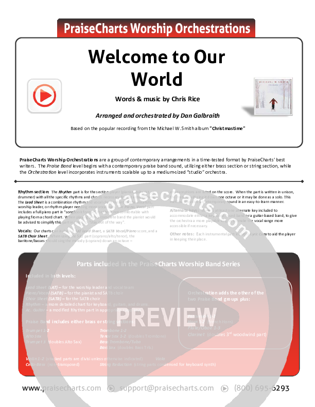Welcome To Our World Cover Sheet (Michael W. Smith)