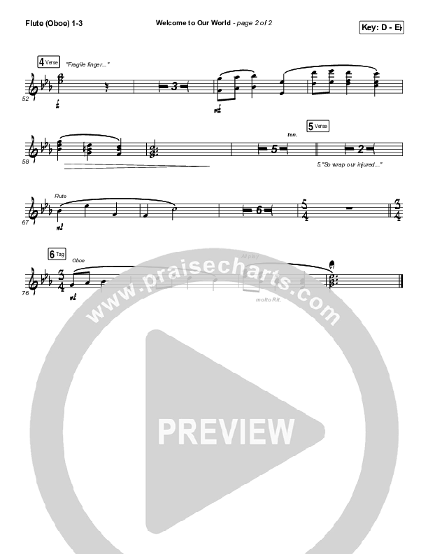 Welcome To Our World Flute/Oboe 1/2/3 (Michael W. Smith)