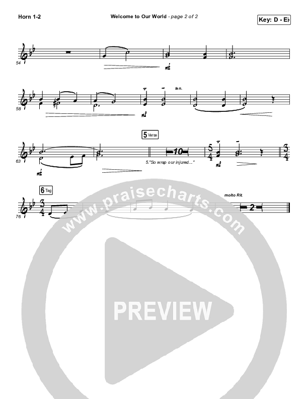 Welcome To Our World French Horn 1/2 (Michael W. Smith)