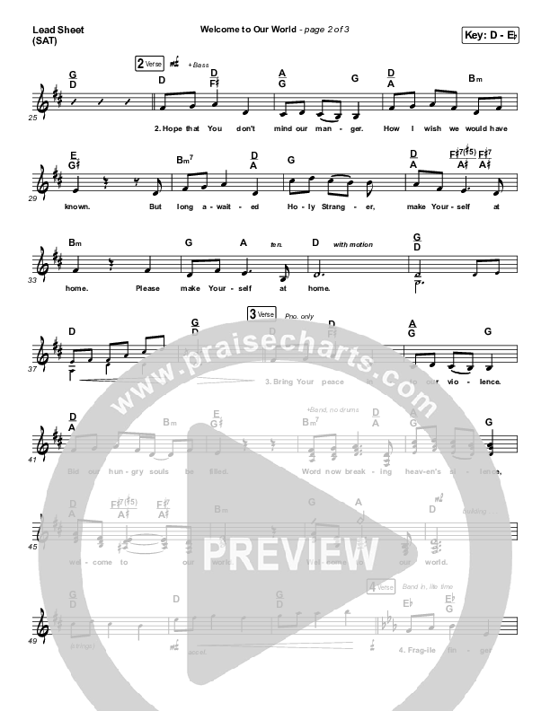 Welcome To Our World Lead Sheet (SAT) (Michael W. Smith)