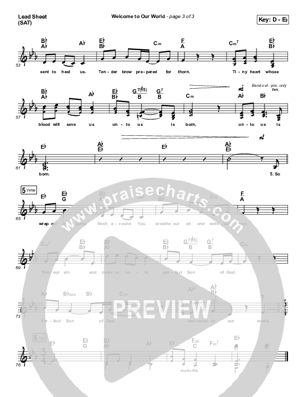 Welcome To Our World Lead Sheet (SAT) (Michael W. Smith)