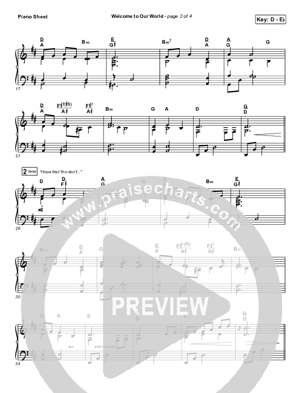 Welcome To Our World Piano Sheet (Michael W. Smith)