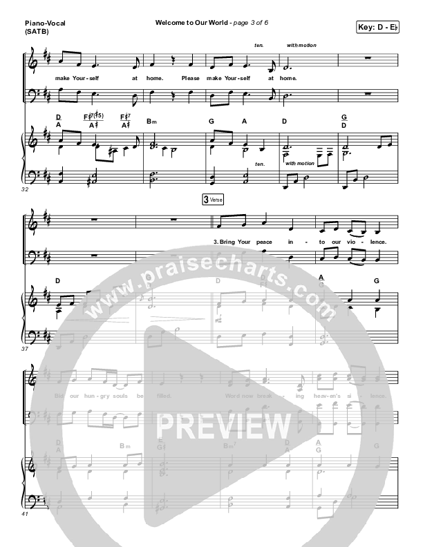 Welcome To Our World Piano/Vocal (SATB) (Michael W. Smith)