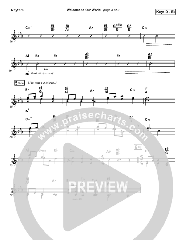 Welcome To Our World Rhythm Chart (Michael W. Smith)