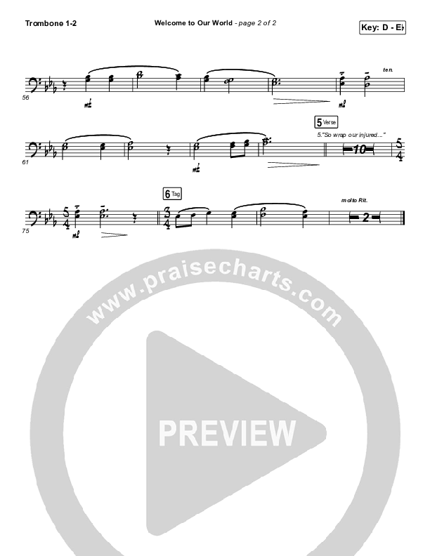 Welcome To Our World Trombone 1/2 (Michael W. Smith)