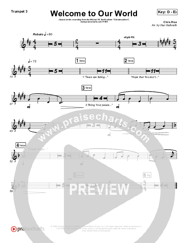 Welcome To Our World Trumpet 3 (Michael W. Smith)