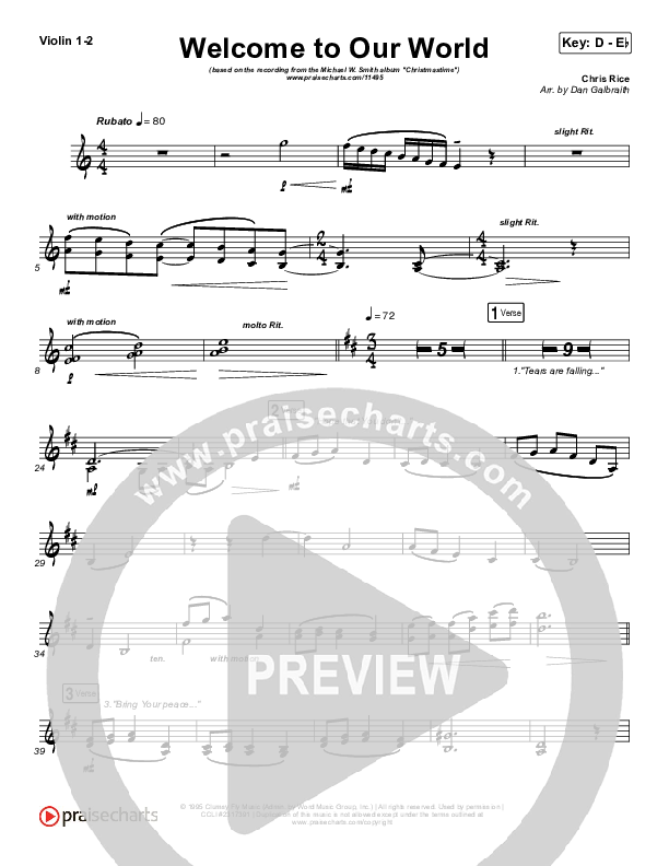 Welcome To Our World Violin 1/2 (Michael W. Smith)