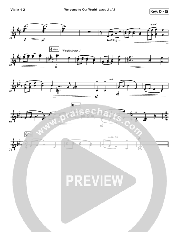 Welcome To Our World Violin 1/2 (Michael W. Smith)