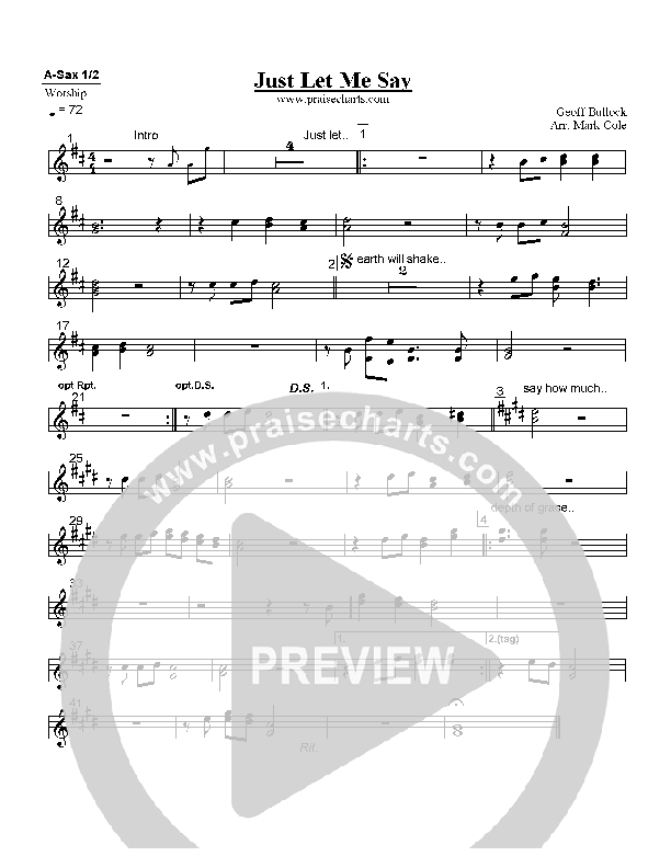 Just Let Me Say Alto Sax 1/2 (Hillsong Worship)