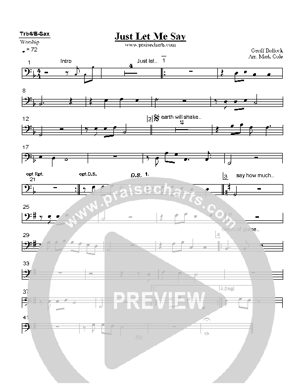 Just Let Me Say Trombone 4/Bari Sax (Hillsong Worship)