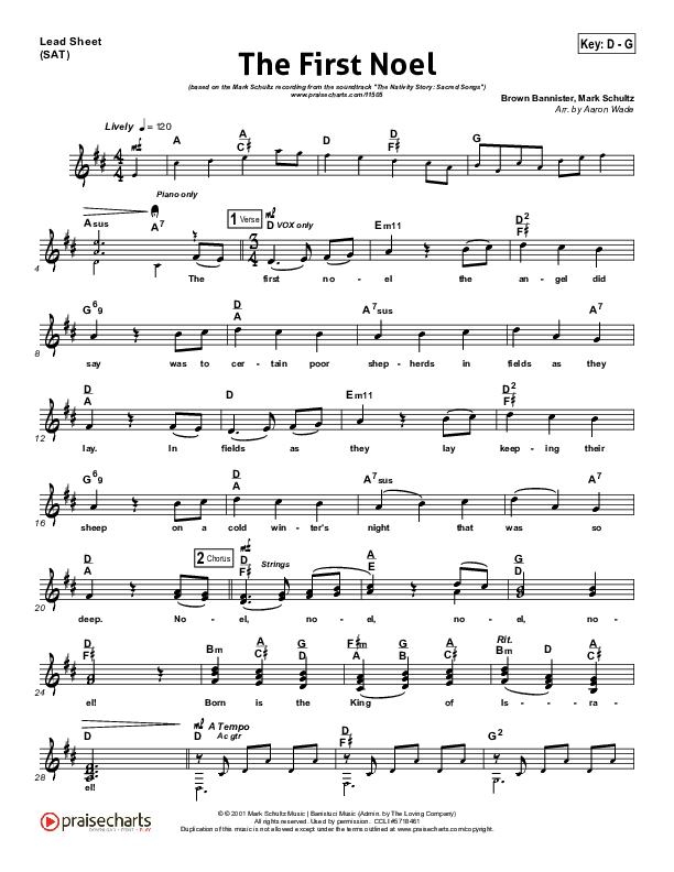 The First Noel Lead Sheet (Mark Schultz)