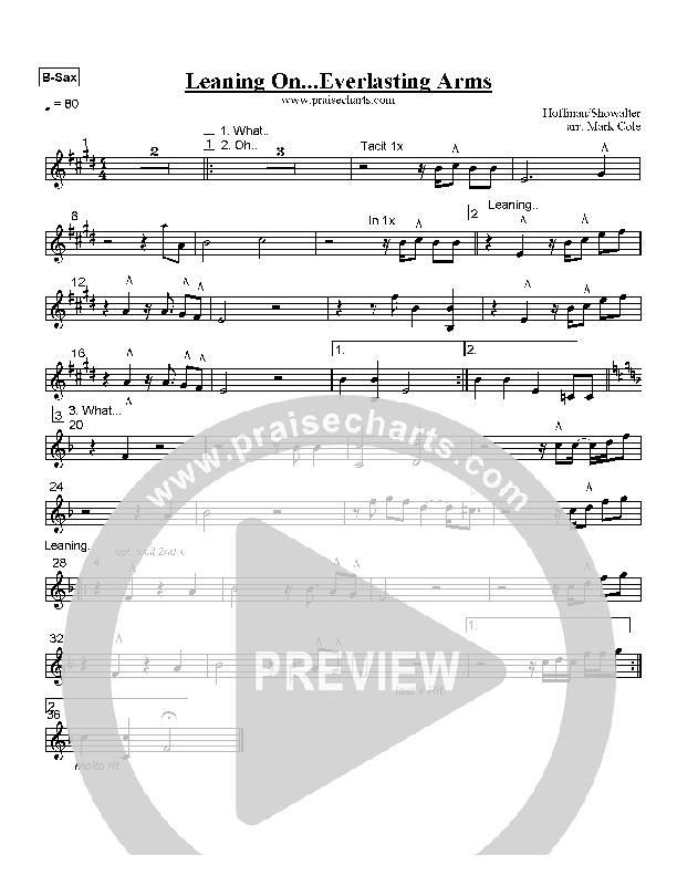 Leaning On The Everlasting Arms Bari Sax (Mark Cole)