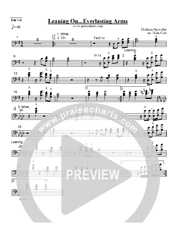 Leaning On The Everlasting Arms Trombone 1/2/3 (Mark Cole)